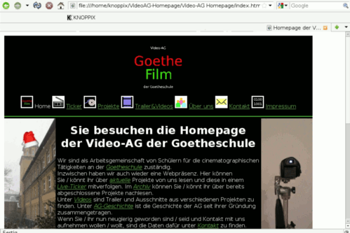 Screenshot der Homepage (V1.5.1) vom 01.01.2013