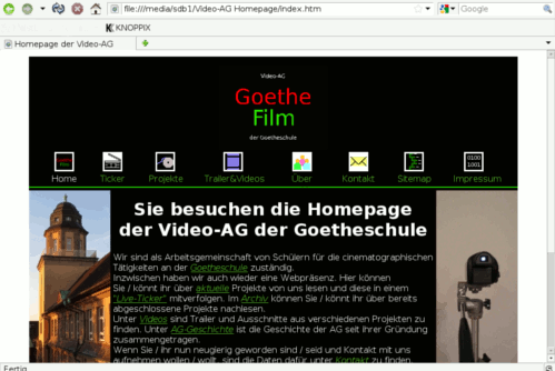 Screenshot der Homepage (2.0) vom 03.10.2013